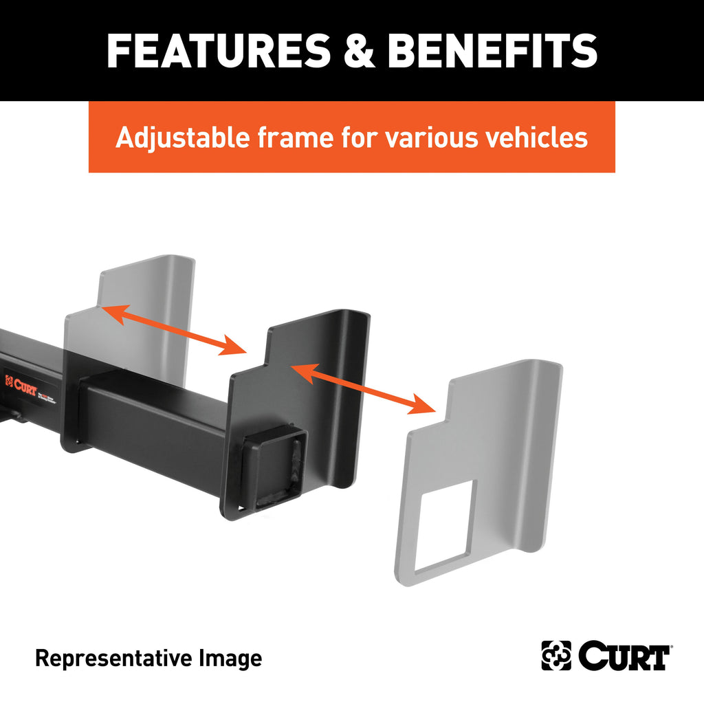 CURT 15925 Universal Weld-On Trailer Hitch, 2-1/2" Receiver (Up to 62" Frames, 9" Drop)