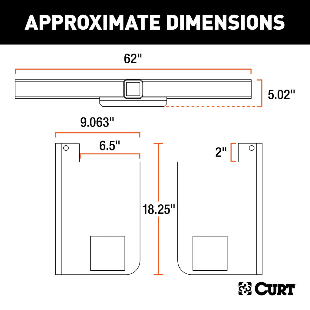 CURT 15926 Universal Weld-On Trailer Hitch, 2-1/2" Receiver (Up to 62" Frames, 18" Drop)