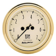 Load image into Gallery viewer, AutoMeter 1594 GAUGE, TACHOMETER, 2 1/16", 7K RPM, IN-DASH, GOLDEN OLDIES