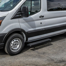 Load image into Gallery viewer, 15C-Transit-Van-150250350(36In-Driver-Side--97In-Pass-Side)Grate-Steps-Running-Boards-Txt-Black
