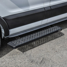 Load image into Gallery viewer, 15C-Transit-Van-150250350(36In-Driver-Side--97In-Pass-Side)Grate-Steps-Running-Boards-Txt-Black