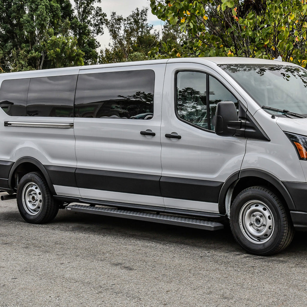 15C-Transit-Van-150250350(36In-Driver-Side--97In-Pass-Side)Grate-Steps-Running-Boards-Txt-Black