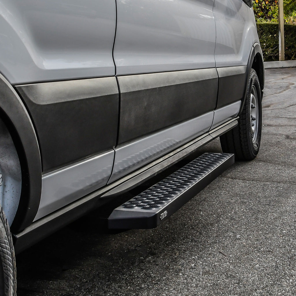 15C-Transit-Van-150250350(Single-54In-Pass-Sliding-Door)Grate-Steps-Running-Boards-Txt-Black