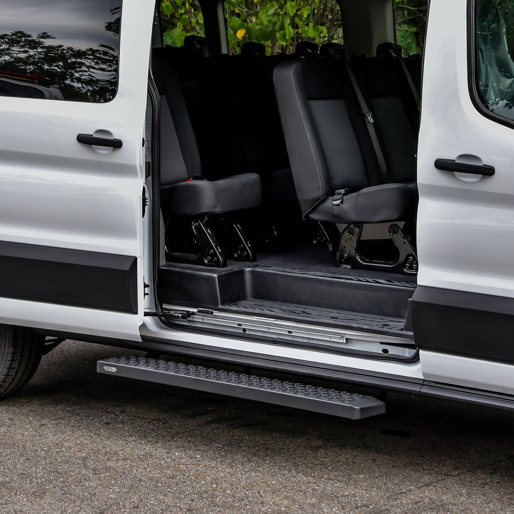 15C-Transit-Van-150250350(Single-54In-Pass-Sliding-Door)Grate-Steps-Running-Boards-Txt-Black