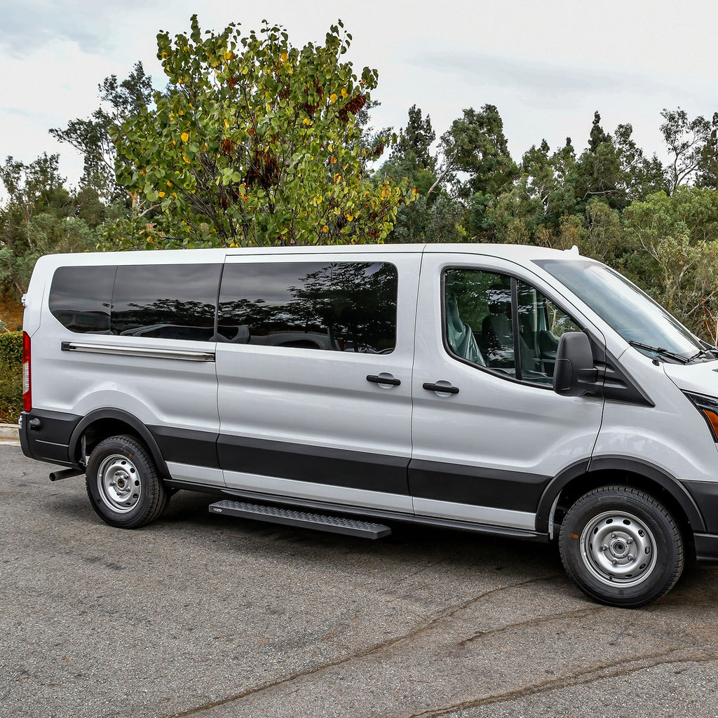 15C-Transit-Van-150250350(Single-54In-Pass-Sliding-Door)Grate-Steps-Running-Boards-Txt-Black