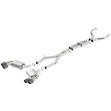 Load image into Gallery viewer, 16-17-Chevy-Camaro-6.2L-4In-Dual-Cf-Tips-WBlack-Core-Dual-Split-Exit-Atak-Catback-Exhaust