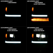 Load image into Gallery viewer, 16-18-Chevrolet-Silverado-1500-Led-Projector-Headlights-WPlank-Style-Switchback-Black-W-Amber
