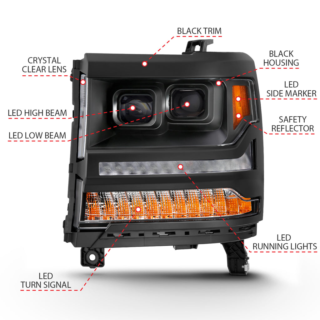 16-18-Chevrolet-Silverado-1500-Led-Projector-Headlights-WPlank-Style-Switchback-Black-W-Amber