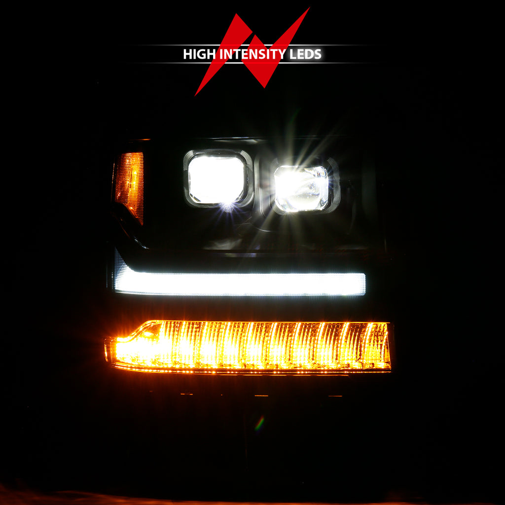 16-18-Chevrolet-Silverado-1500-Led-Projector-Headlights-WPlank-Style-Switchback-Black-W-Amber