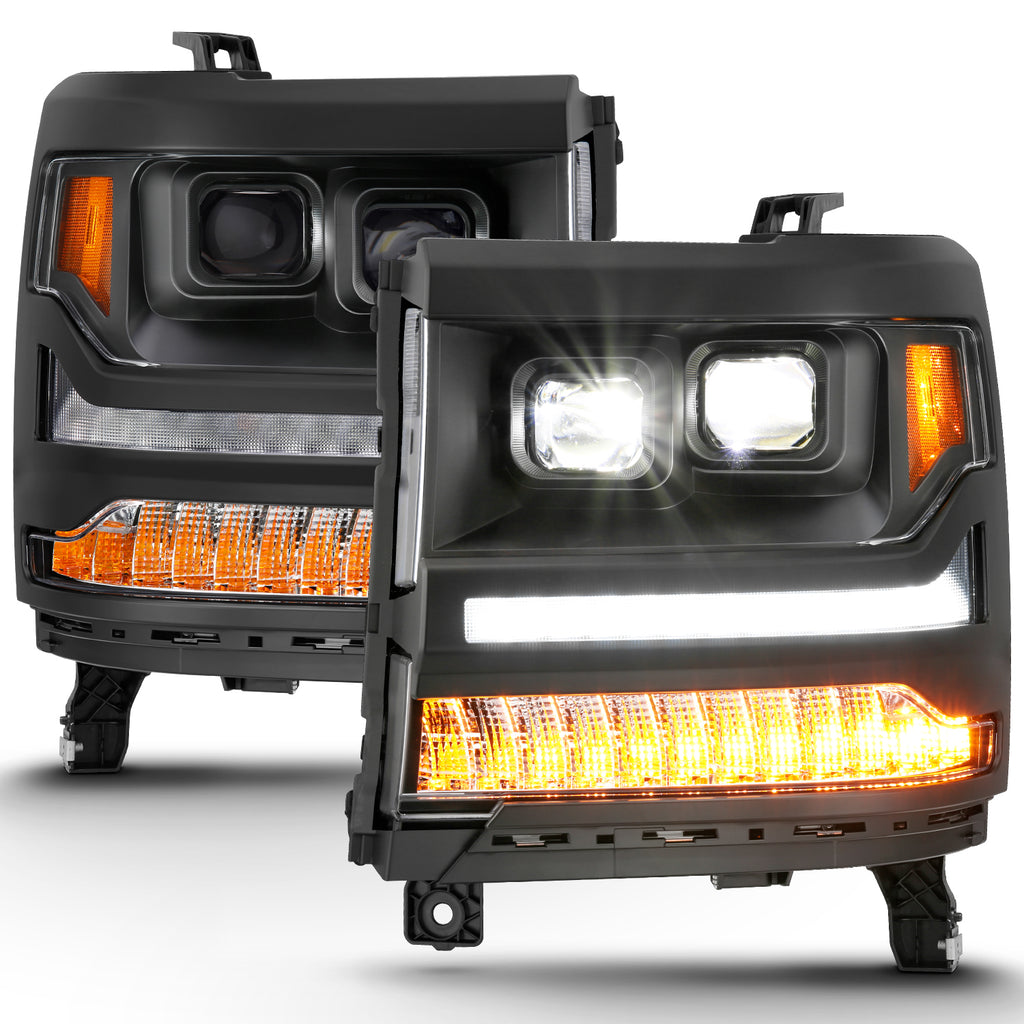 16-18-Chevrolet-Silverado-1500-Led-Projector-Headlights-WPlank-Style-Switchback-Black-W-Amber