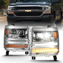 Load image into Gallery viewer, 16-18-Chevrolet-Silverado-1500-Led-Projector-Headlights-WPlank-Style-Switchback-Chrome-WAmber
