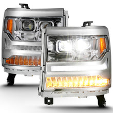 Load image into Gallery viewer, 16-18-Chevrolet-Silverado-1500-Led-Projector-Headlights-WPlank-Style-Switchback-Chrome-WAmber