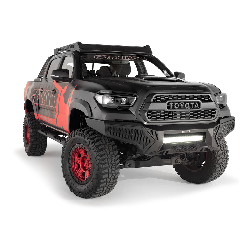 16-21-Tacoma-Element-Front-Bumper-W-Power-Actuated-Hide-Away-Light-Bar-Mount-Tex-Black