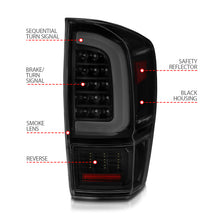 Load image into Gallery viewer, 16-21-Toyota-Tacoma-Led-Tail-Lights---W-Light-Bar-Sequential-Black-Housing--Smoke-Lens