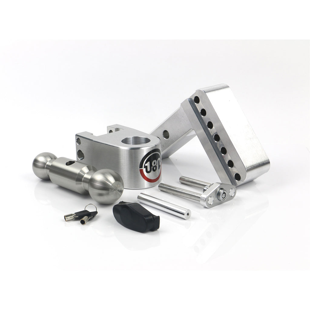 ~(16-Lbs.-14X9x4)~-180-Degree-Turnover-Ball-4-Inch-Drop-Hitch-W-2-Inch-Shank-Includes-Stainless-Steel-2-Inchx-2-516-Inch-Combo-Ball-(8K10K-Gtwr)-V5-Andj684-Certified.-Ws03-(Dual-Pin-Lock-Plate)-Included.
