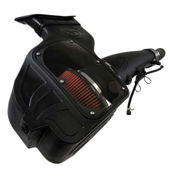 ~(16-Lbs.-16X15x14)~-Cold-Air-Intake-For-18-19-Ford-F150-3.0L-Powerstroke-Diesel-Cotton-Cleanable-Red-S-B