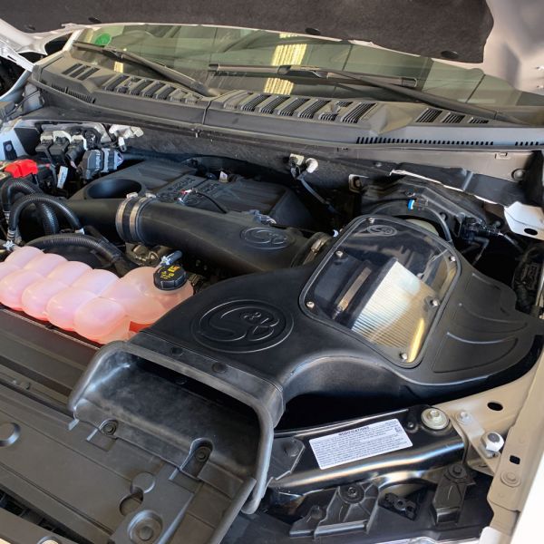 ~(16-Lbs.-16X15x14)~-Cold-Air-Intake-For-18-19-Ford-F150-3.0L-Powerstroke-Diesel-Cotton-Cleanable-Red-S-B