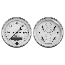 Load image into Gallery viewer, AutoMeter 1600 GAUGE KIT, 2 PC., QUAD &amp; SPEEDOMETER, 3 3/8", OLD TYME WHITE