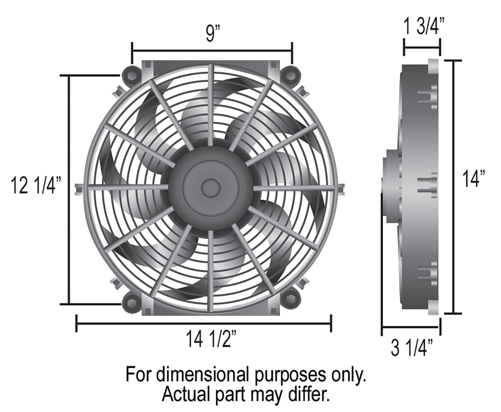 Derale 16014 14" Tornado Electric Fan & 180°F Dual Probe Fan Controller Kit