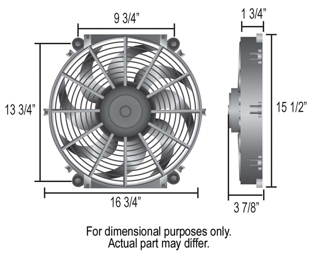 Derale 16016 16" Tornado Electric Fan & 180°F Dual Probe Fan Controller Kit