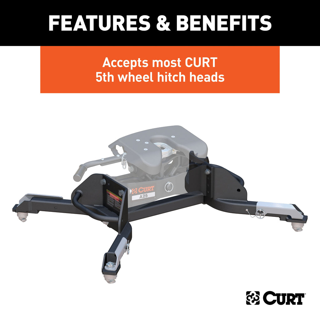 CURT 16021 Puck System 5th Wheel Legs, Select Ram 2500, 3500, 8' Bed, 25K