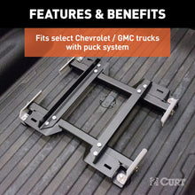 Load image into Gallery viewer, CURT 16023 Puck System 5th Wheel Roller Adapter, 20K, Select Silverado, Sierra, 6.5' Bed