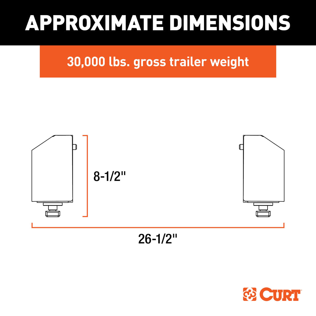CURT 16024 Puck 5th Wheel Legs, Select Silverado, Sierra HD, 8' Bed, 30K, Carbide Black