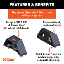 Load image into Gallery viewer, CURT 16024 Puck 5th Wheel Legs, Select Silverado, Sierra HD, 8' Bed, 30K, Carbide Black
