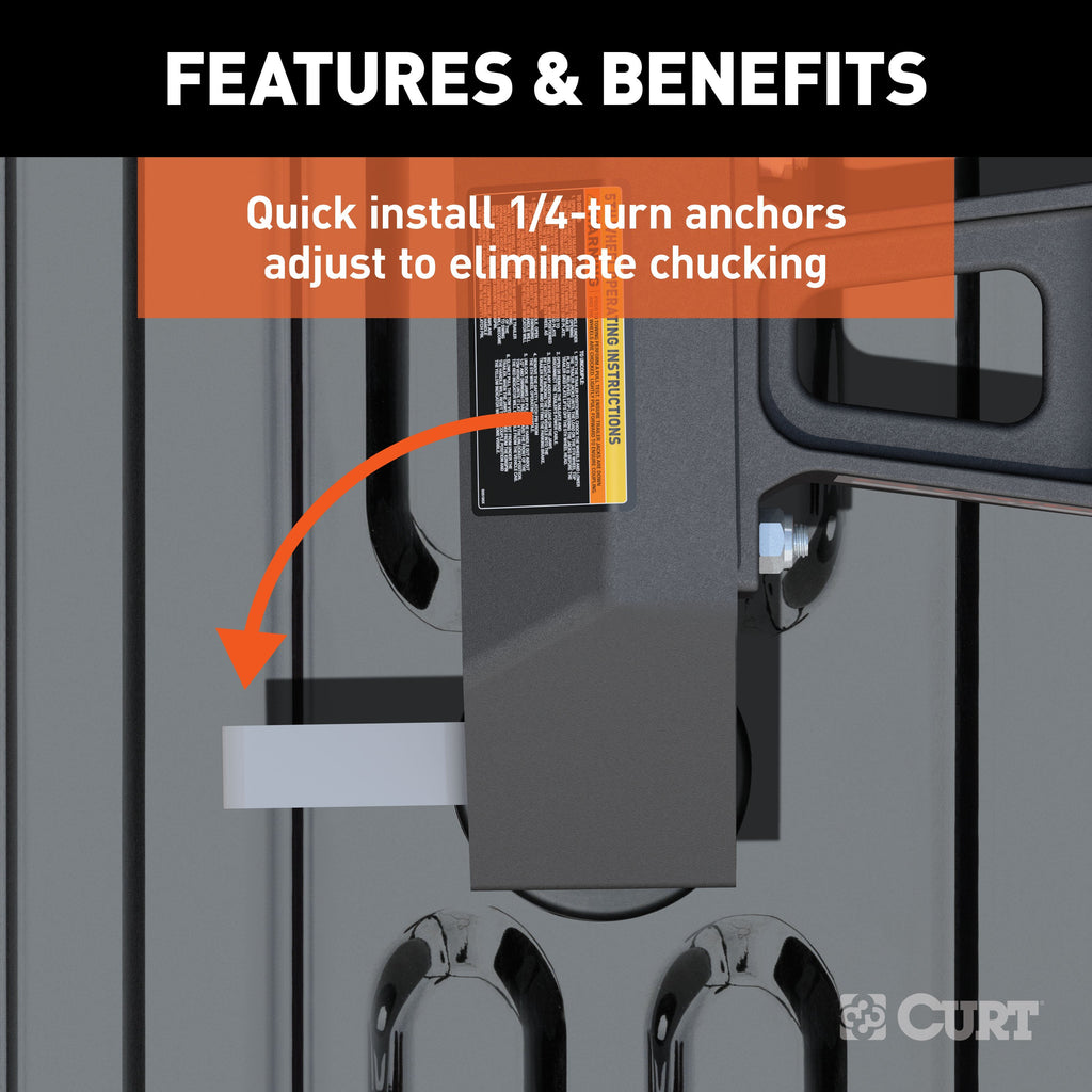 CURT 16024 Puck 5th Wheel Legs, Select Silverado, Sierra HD, 8' Bed, 30K, Carbide Black