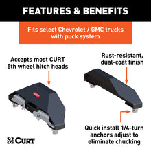Load image into Gallery viewer, CURT 16025 Puck System 5th Wheel Legs, Select Silverado, Sierra 2500, 3500 HD, 8' Bed, 25K