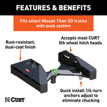 Load image into Gallery viewer, CURT 16026 Puck System 5th Wheel Legs, Select Nissan Titan XD, 8' Bed, 20K