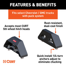 Load image into Gallery viewer, CURT 16029 Puck System 5th Wheel Legs, Select Silverado, Sierra 2500, 3500 HD, 8' Bed, 25K