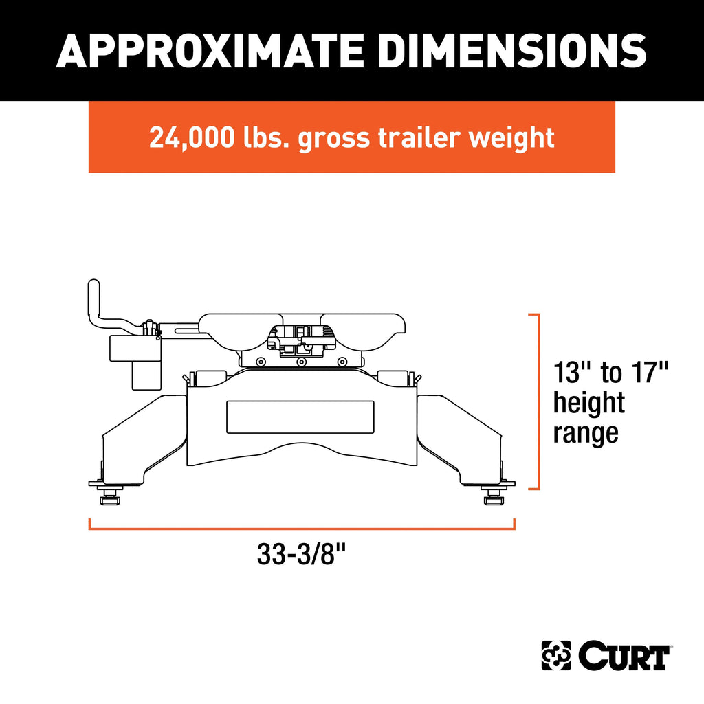 CURT 16039 Q25 5th Wheel Hitch; Select Ford F-250; F-350; F-450; 8ft. Bed Puck System - Truck Part Superstore