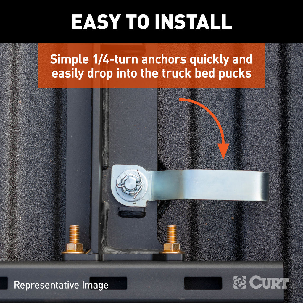 CURT 16050 Puck System 5th Wheel Rails, Select Chevy Silverado, GMC Sierra 2500 HD, 3500 HD