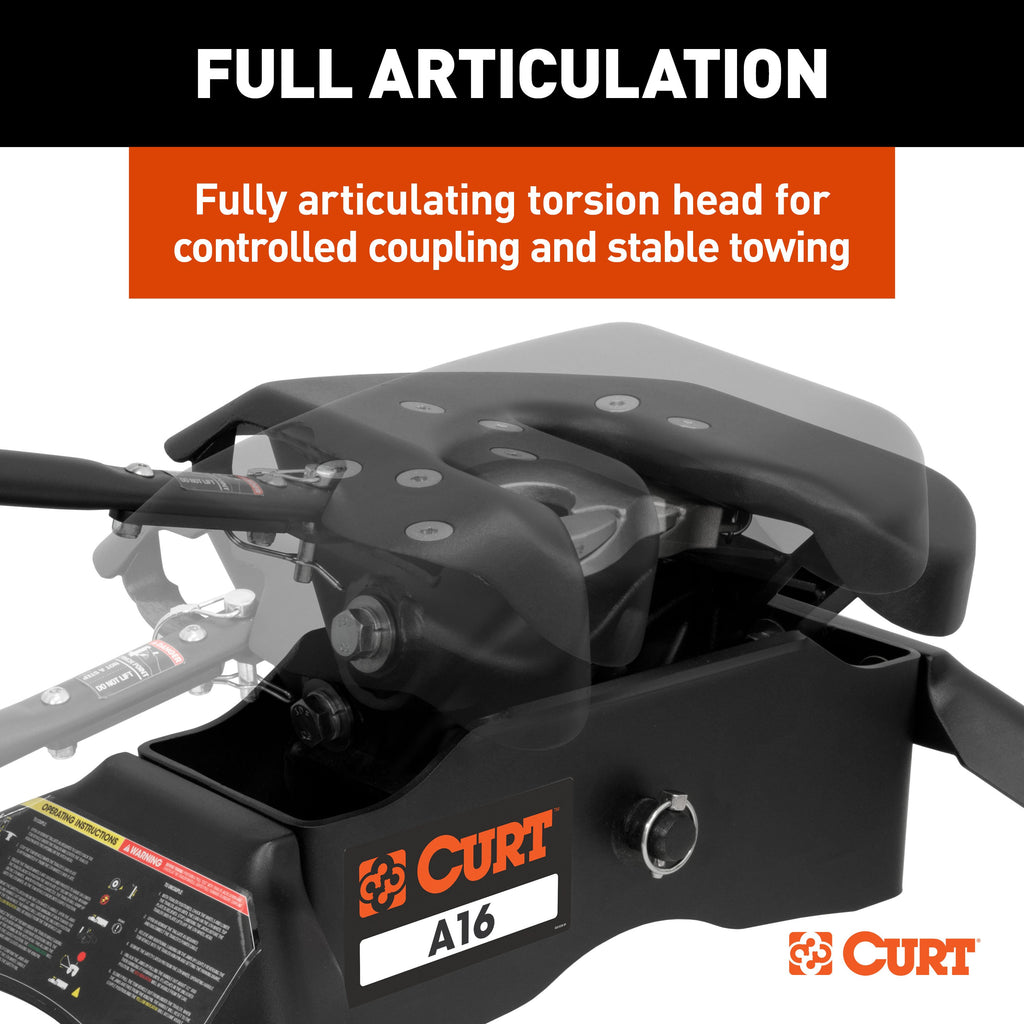 CURT 16053 A16 Sliding 5th Wheel Hitch with Rails, 16,000 lbs.