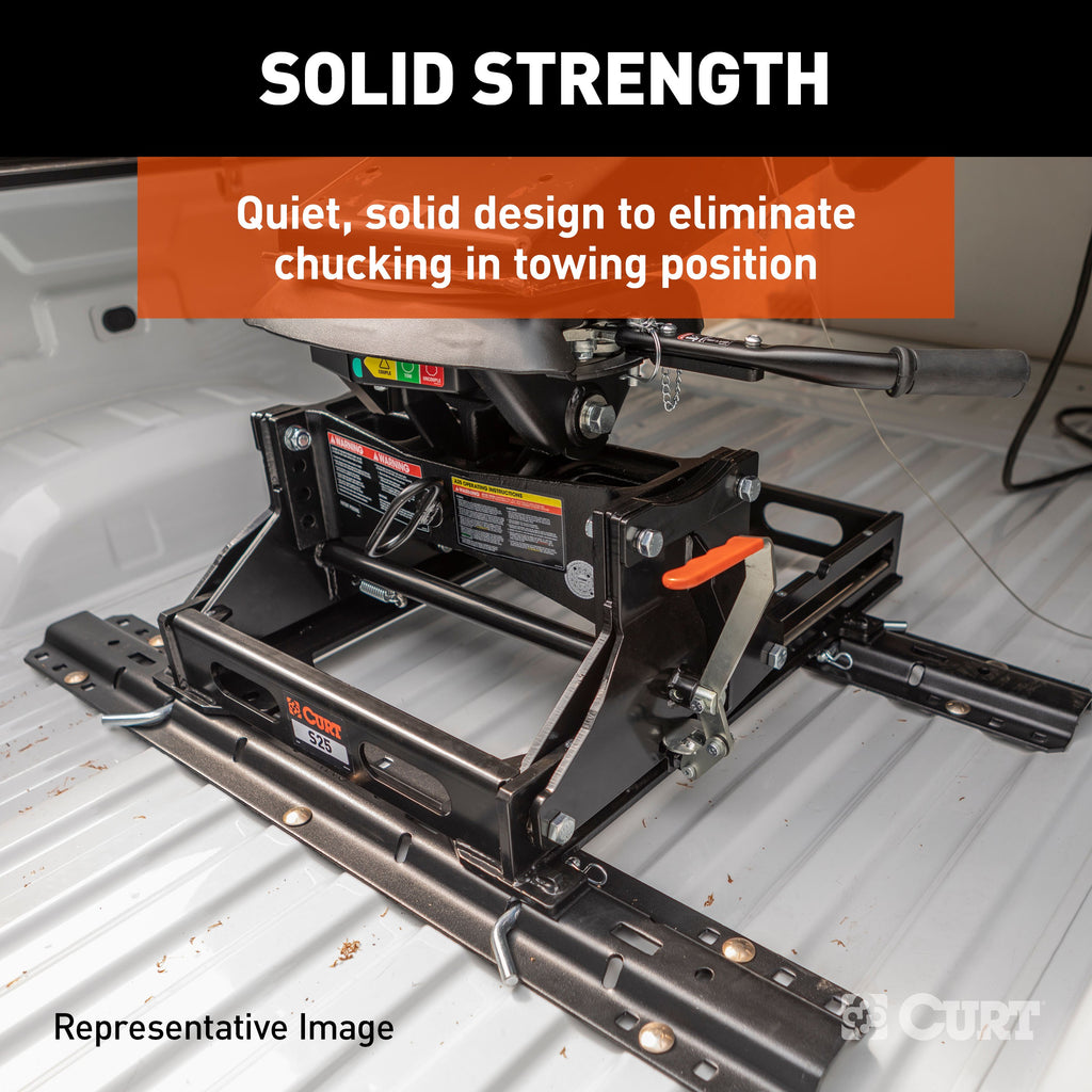 CURT 16053 A16 Sliding 5th Wheel Hitch with Rails, 16,000 lbs.
