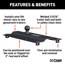 Load image into Gallery viewer, CURT 16055 Bent Plate 5th Wheel Rail Gooseneck Hitch with 2-5/16" Ball, 25K (3" Offset)