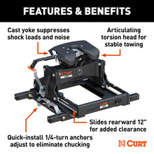 Load image into Gallery viewer, CURT 16057 A25 Sliding 5th Wheel Hitch, 25K, Select Chevy, Ford, GMC Puck System