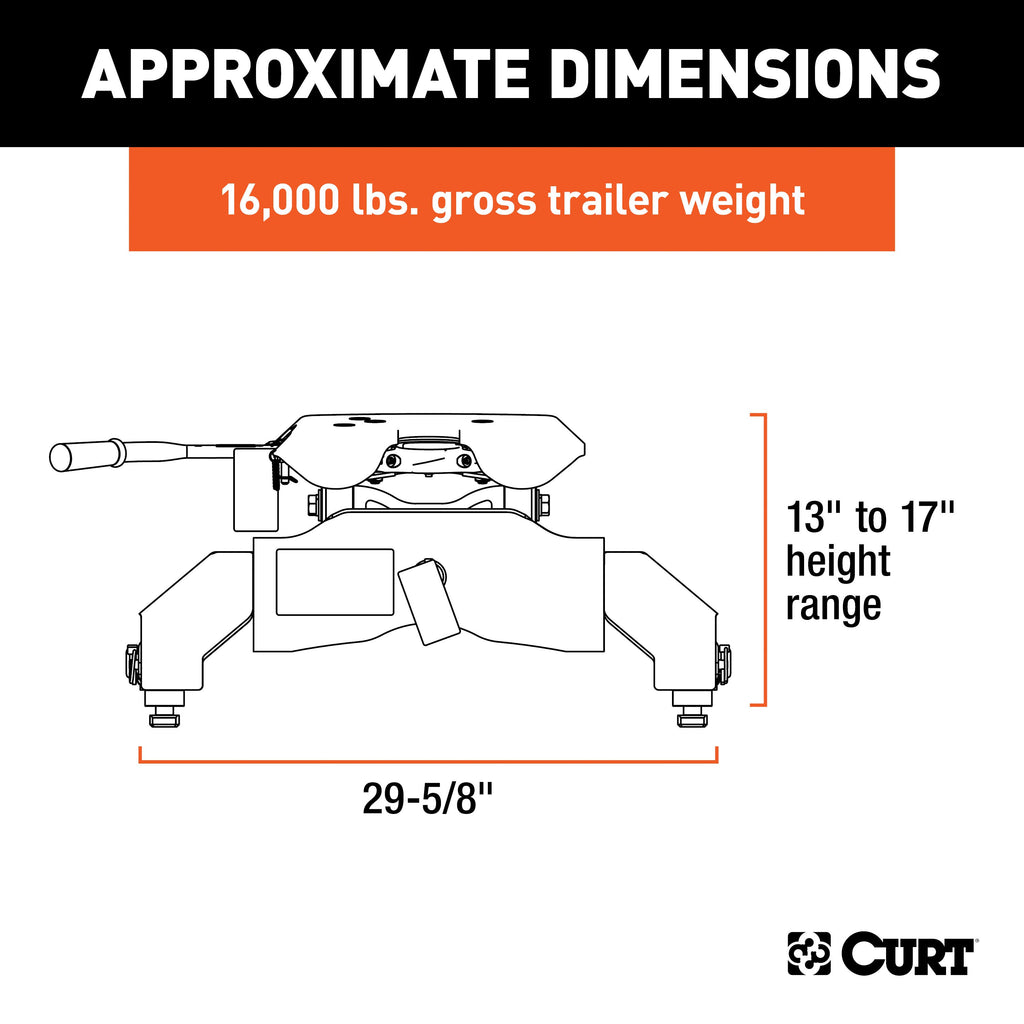 CURT 16063 A16 5th Wheel Hitch, Select Silverado, Sierra 2500, 3500 HD, 8' Bed Puck System