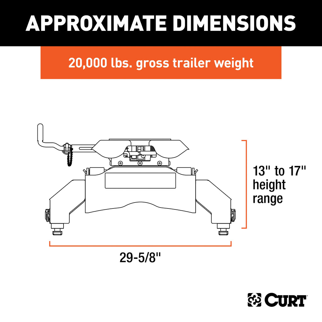 CURT 16065 Q20 5th Wheel Hitch, Select Silverado, Sierra 2500, 3500 HD, 8' Bed Puck System