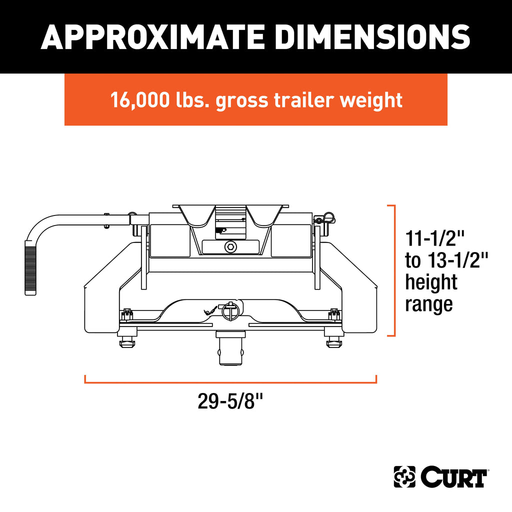 CURT 16071 E16 5th Wheel Hitch, Select Nissan Titan XD, 8' Bed Puck System