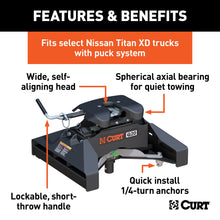 Load image into Gallery viewer, CURT 16075 Q20 5th Wheel Hitch, Select Nissan Titan XD, 8' Bed Puck System
