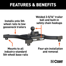 Load image into Gallery viewer, CURT 16085 Spyder 5th Wheel Rail Gooseneck Hitch with 2-5/16" Ball, 25K
