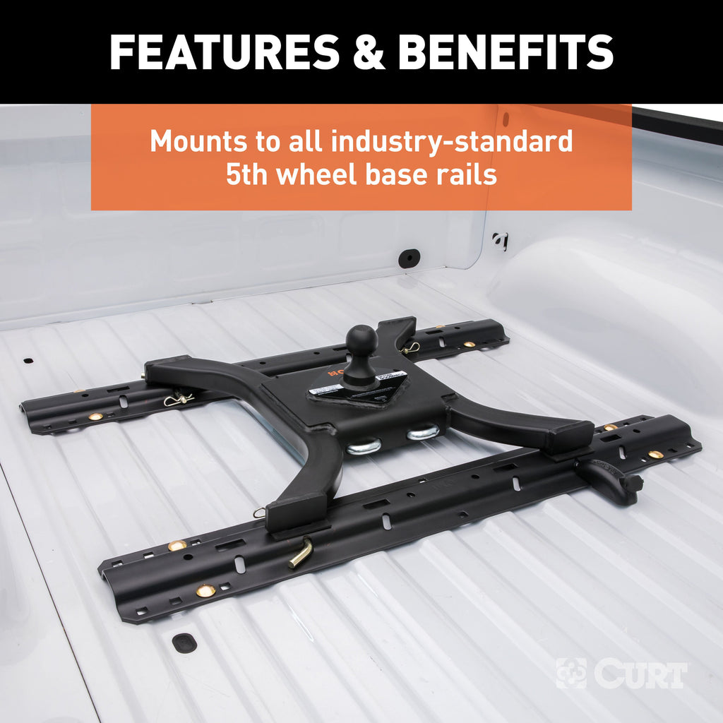 CURT 16085 Spyder 5th Wheel Rail Gooseneck Hitch with 2-5/16" Ball, 25K