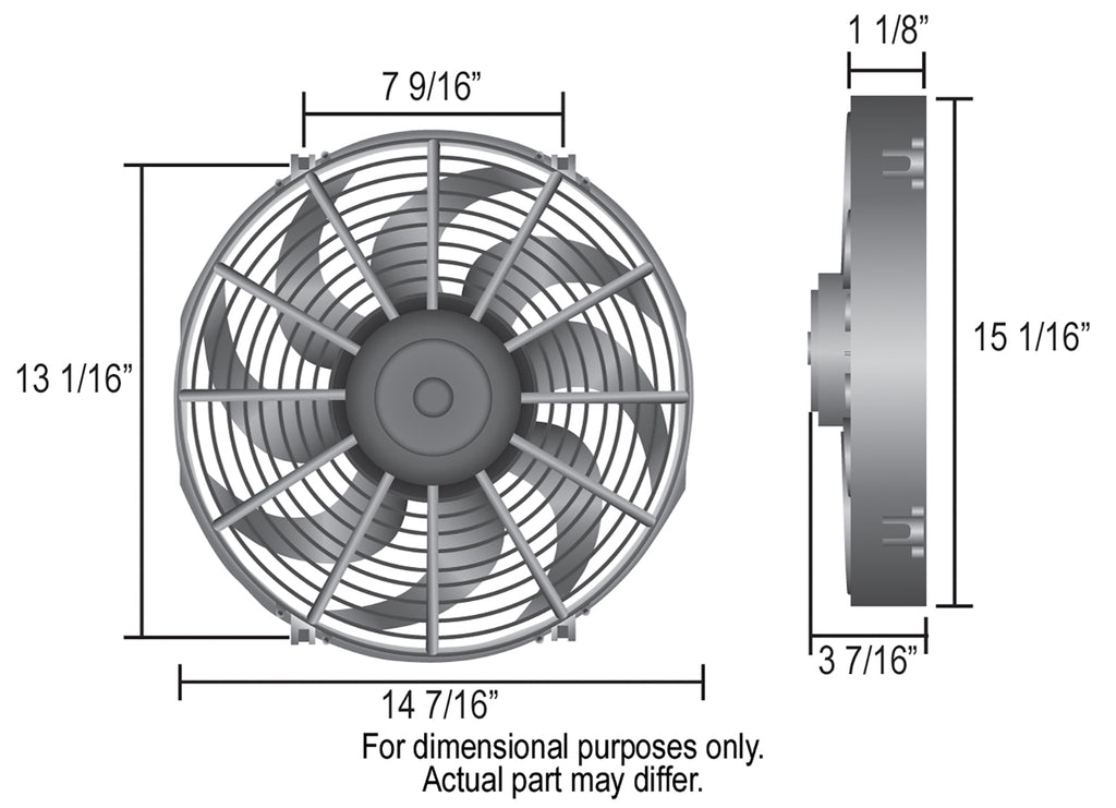 Derale 16114 14" High Output Curved Blade Electric Puller Fan