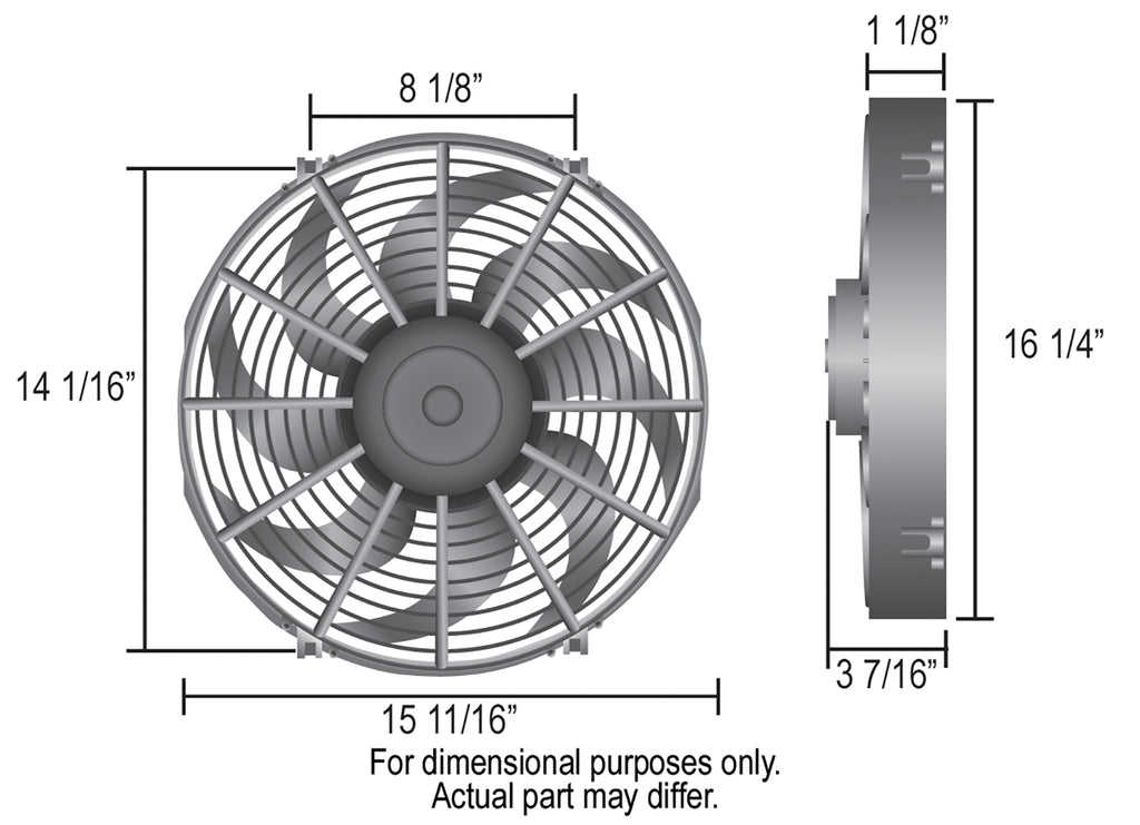Derale 16116 16" High Output Curved Blade Electric Puller Fan