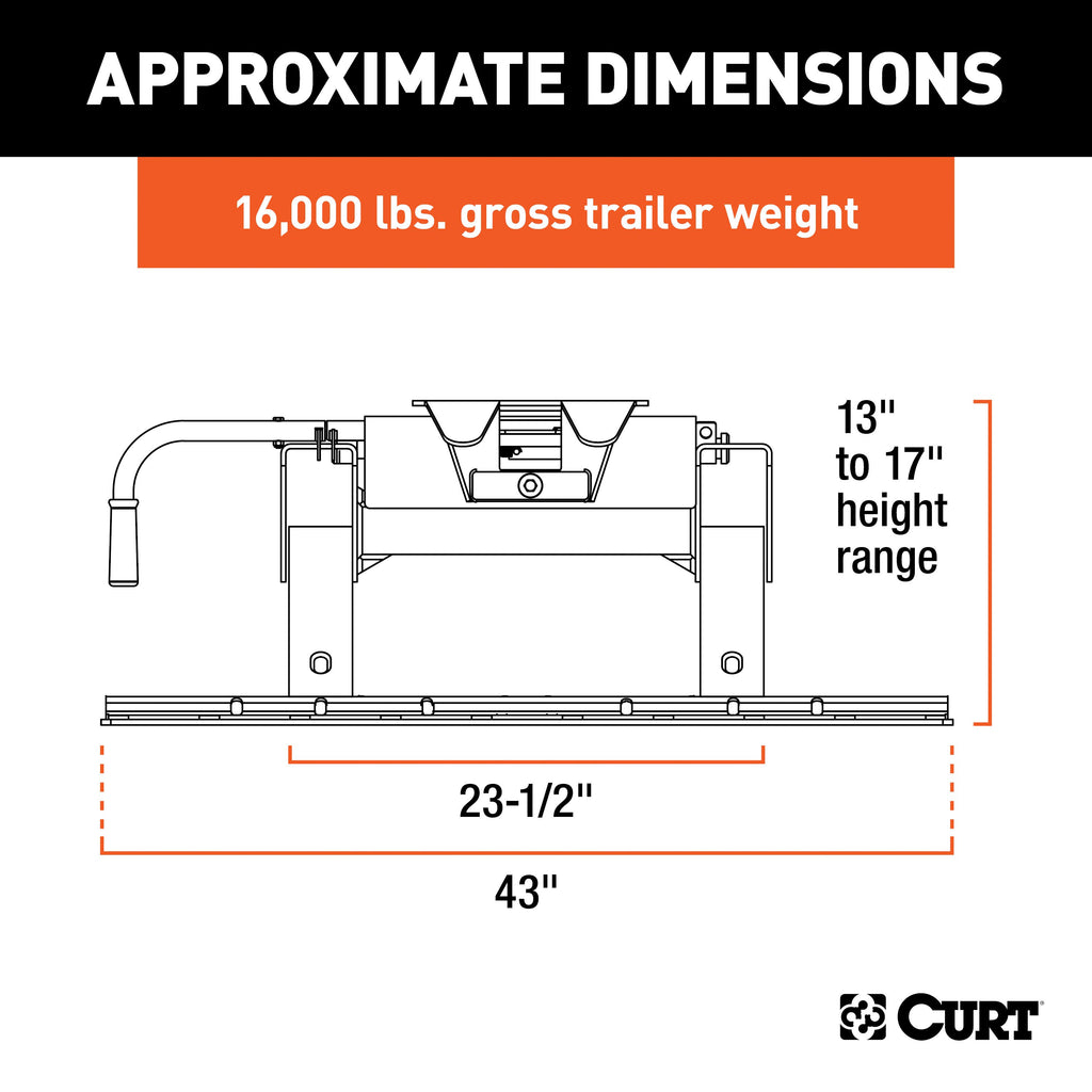 CURT 16116 E16 5th Wheel Hitch with Rails