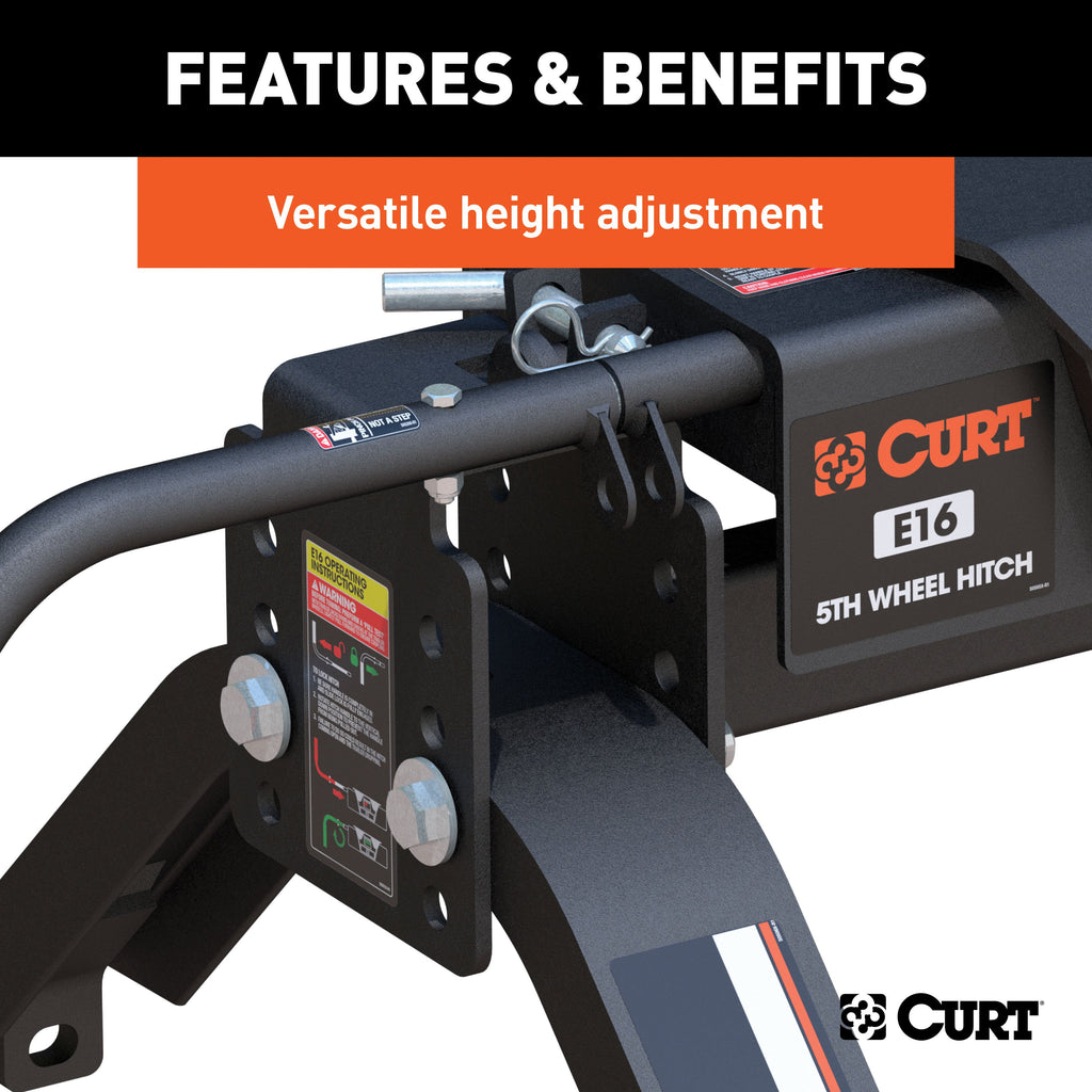 CURT 16116 E16 5th Wheel Hitch with Rails