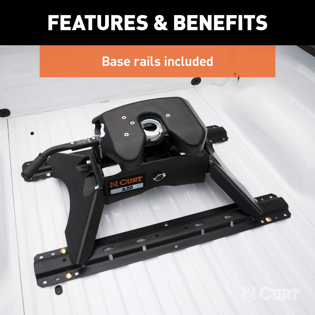 CURT 16141 A20 5th Wheel Hitch with Rails