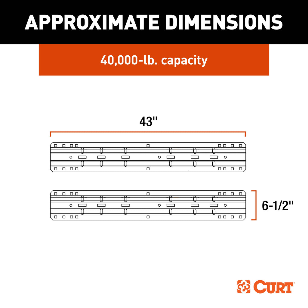 CURT 16205 Universal 5th Wheel Base Rails, 40K (Teridium)